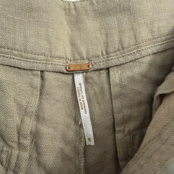 Free People Chelsea Linen Shorts Sand Color Size 6 - Picture 7 of 7